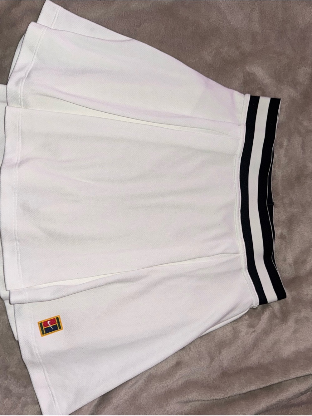 Nike White Athletic Skort with Black Striped Waistband